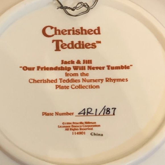 Cherished Teddies - Jack and Jill - Nursery Rhyme - Hanging Plate - Picture 6 of 7